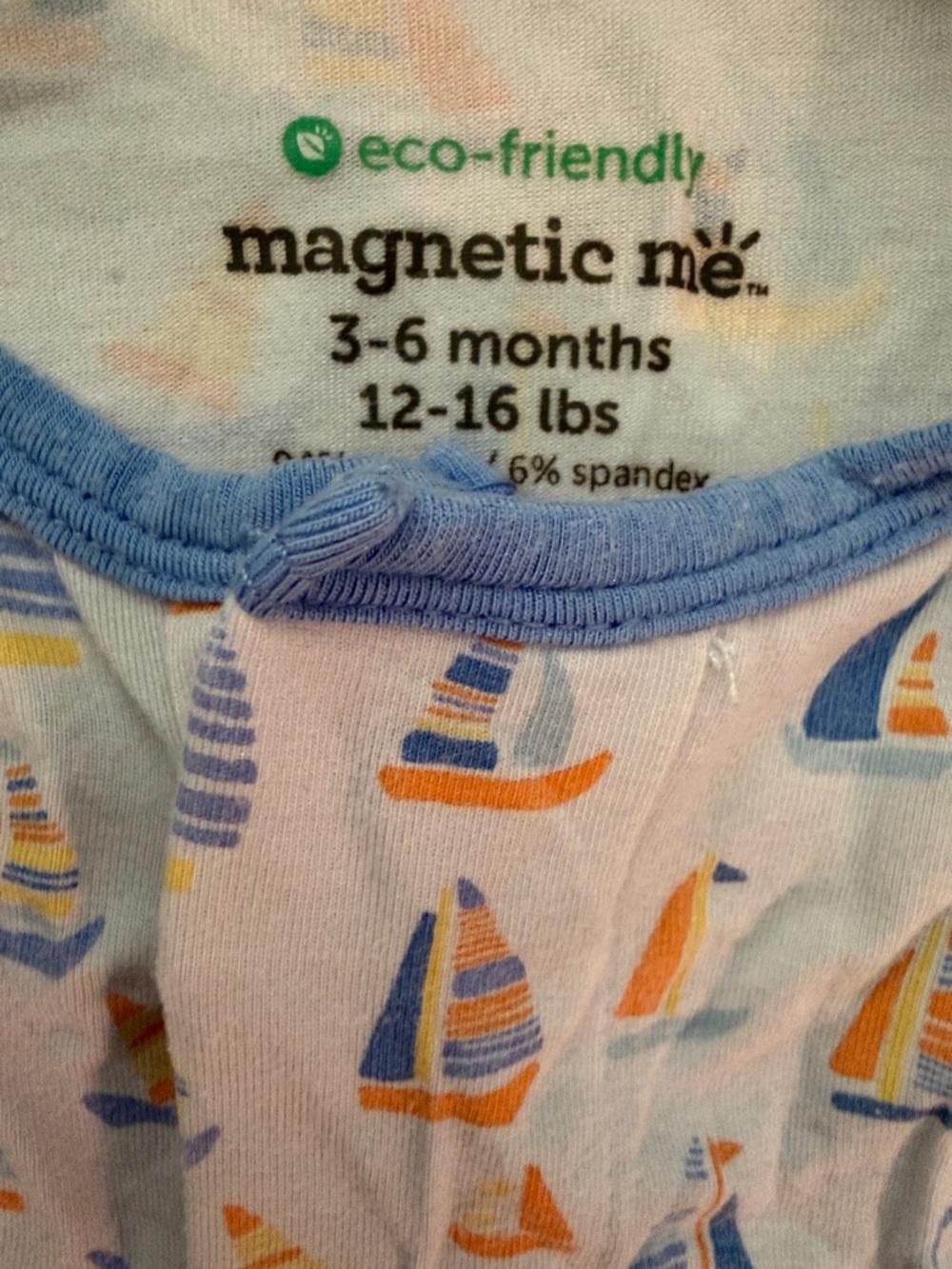 Magnetic Me Baby Sailboat Footed Pajamas - Blue & Orange - Picture 2 of 4